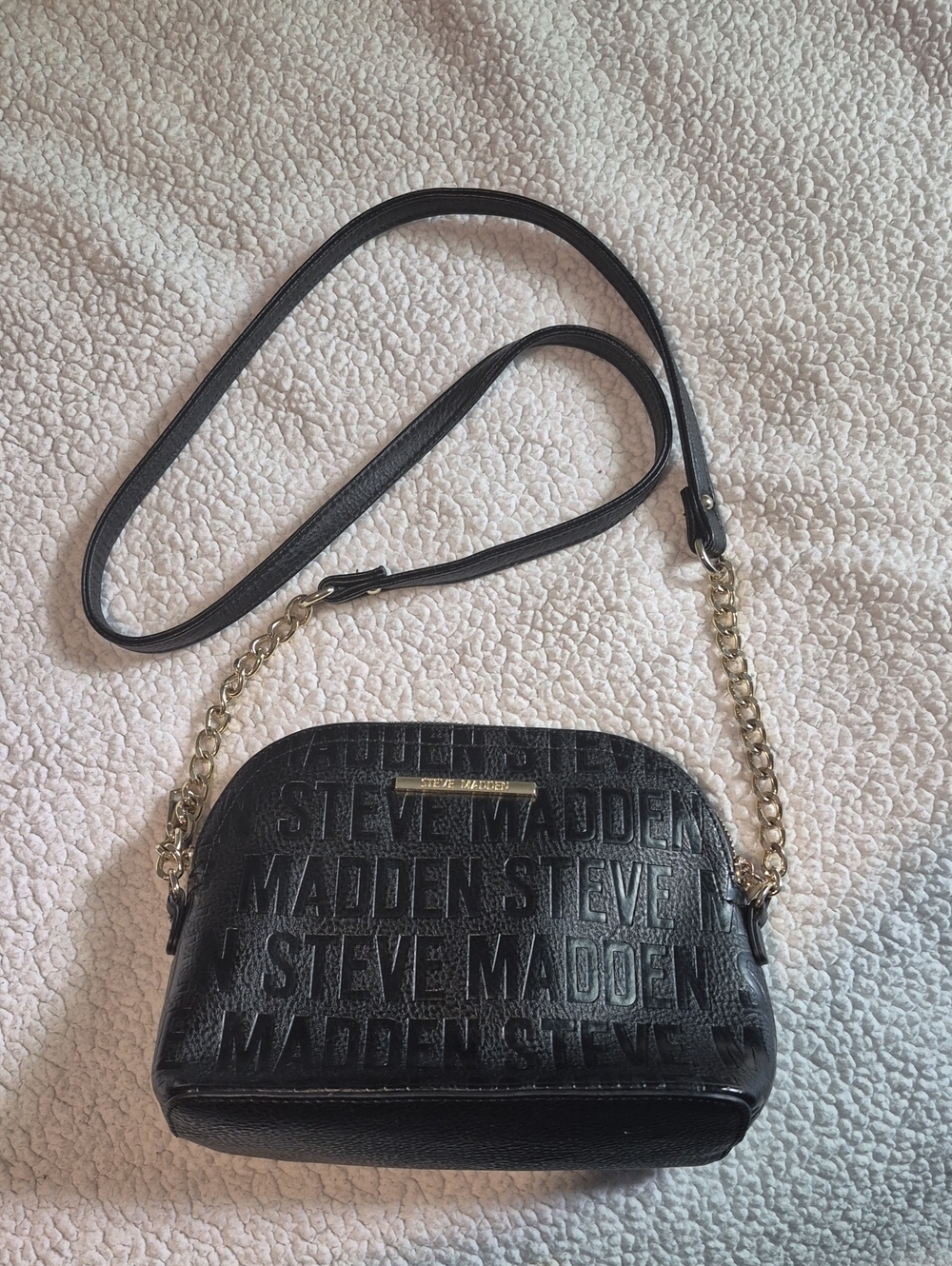 Steve Madden Black Embossed Chain-Accent Crossbody